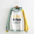 Color-block Lettering Hoodie White - One Size