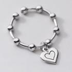 Heart 925 Sterling Silver Ring Silver - One Size