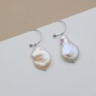 Freshwater Pearl Dangle Earring 1 Pair - White + Silver - One Size