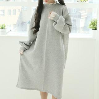Lace-detail Sweatshirt Dress