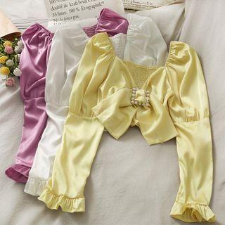 Deep V-neck Satin Crop Top In 5 Colors