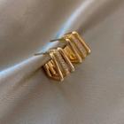 Square Layered Alloy Earring 1 Pair - Silver Stud - Gold - One Size