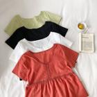 Short-sleeve Perforated Trim Cropped Top