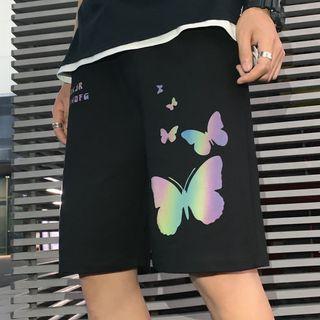Butterfly Print Reflective Shorts