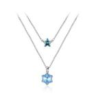 925 Sterling Silver Snowflake Star Double Necklace With Austrian Element Crystal Silver - One Size