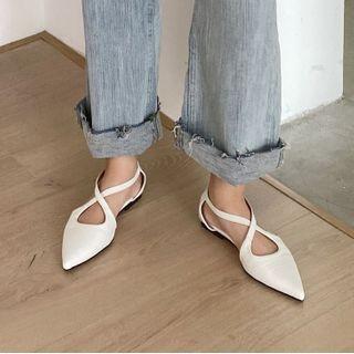 Croc Grain Pointed Sandals