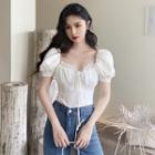 Square Neck Short-sleeve Chiffon Top