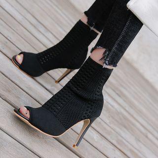 Knit High-heel Ankle Boots