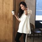 Set Of 2: Elbow-sleeve Loose-fit Long T-shirt