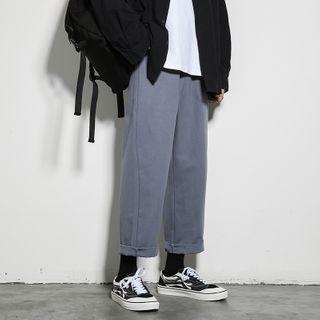 High-waist Plain Straight Cut Loose Fit Pants