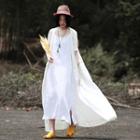 Short-sleeve Buttoned Long Knit Coat