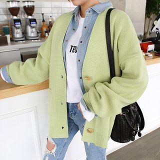 Tall Size V-neck Colored Cardigan