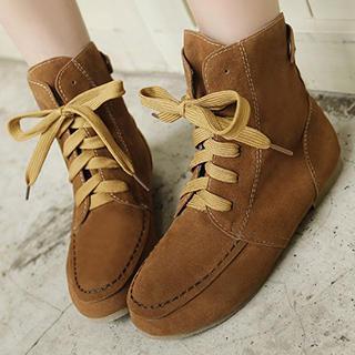 Faux Leather Lace Up Boots