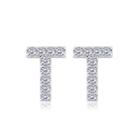 Simple And Fashion Letter T Cubic Zircon Stud Earrings Silver - One Size