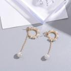 Faux Pearl Dangle Earring 1 Pair - Silver Stud - Gold - One Size