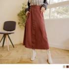Belt Waist Maxi A-line Skirt