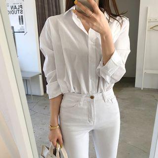 Dolman-sleeve Buttoned-back Shirt