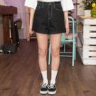 High-rise Roll-up Hem Denim Shorts