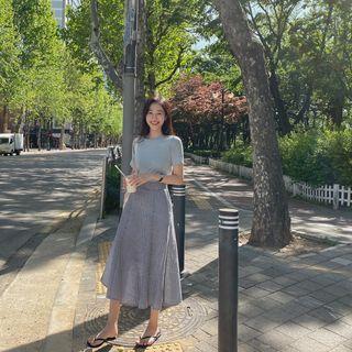 Flared Maxi Gingham Skirt Black - One Size