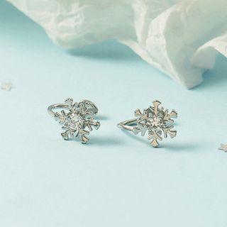 Rhinestone Snowflake Ear Studs As Shown In Figure - One Size