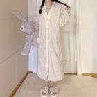 Single-breasted Fleece Midi Sleep Robe