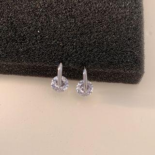 Rhinestone Ear Stud 1 Pair - 925 Silver - One Size
