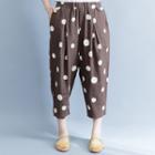Dotted Print Cropped Pants Coffee - L