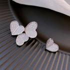 Heart Asymmetrical Earring 1 Pair - Silver - One Size