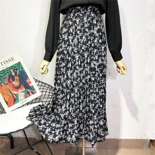 Floral Print High-waist A-line Pleated Skirt