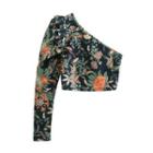 One-shoulder Floral Crop Top