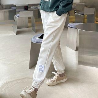 Plus Size Seam-trim Letter-patched Jogger Pants