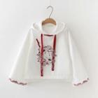 Crane Embroidered Hoodie White - One Size