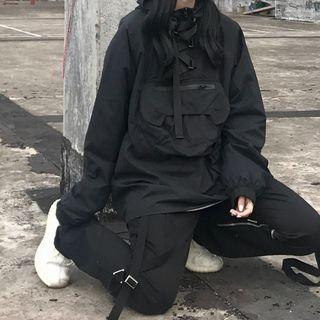Lace Up Windbreaker Black - One Size