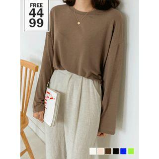 Slit-side Boxy Textured T-shirt