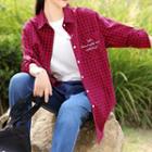 Embroidered Plaid Long Sleeve Shirt