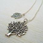 Silver Double Trees Necklace Silver - One Size