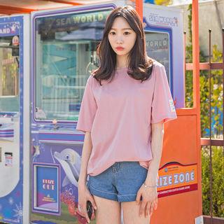 Lettering-patch Cotton T-shirt