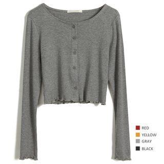 Lettuce Edge Buttoned Long-sleeve Top