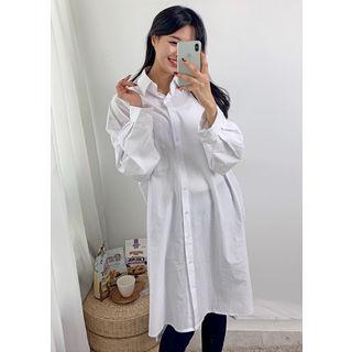 Tall Size Round-hem Midi Shirtdress