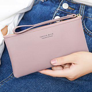 Lettering Faux Leather Wristlet