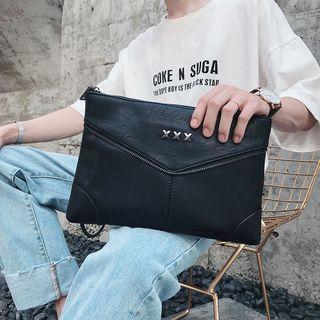 Studded Faux Leather Clutch Bag Black - One Size