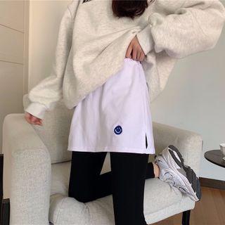 Plain / Cartoon Embroidered Mini A-line Skirt