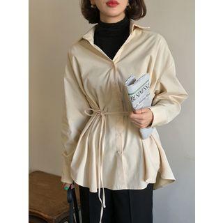 Tie-waist Satin Blouse