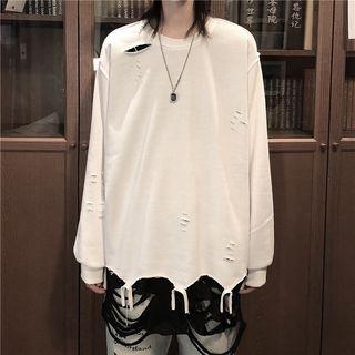 Distressed Long-sleeve T-shirt Off-white - One Size
