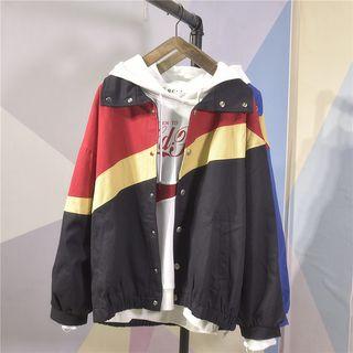 Cuffed Color Block Button Jacket