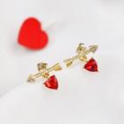 Rhinestone Heart & Arrow Dangle Earring 1 Pair - Gold - One Size