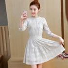 3/4-sleeve Frilled Collar Lace Dress