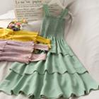 Layered Smocked Sleeveless Midi Dress In 7 Colors