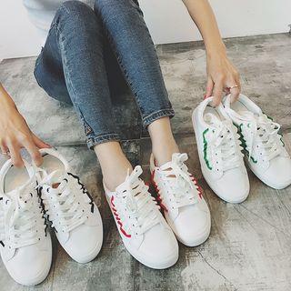 Frilled Faux Leather Sneakers