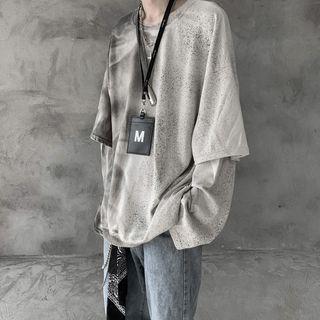 Mock Two-piece Tie-dye Oversize Top